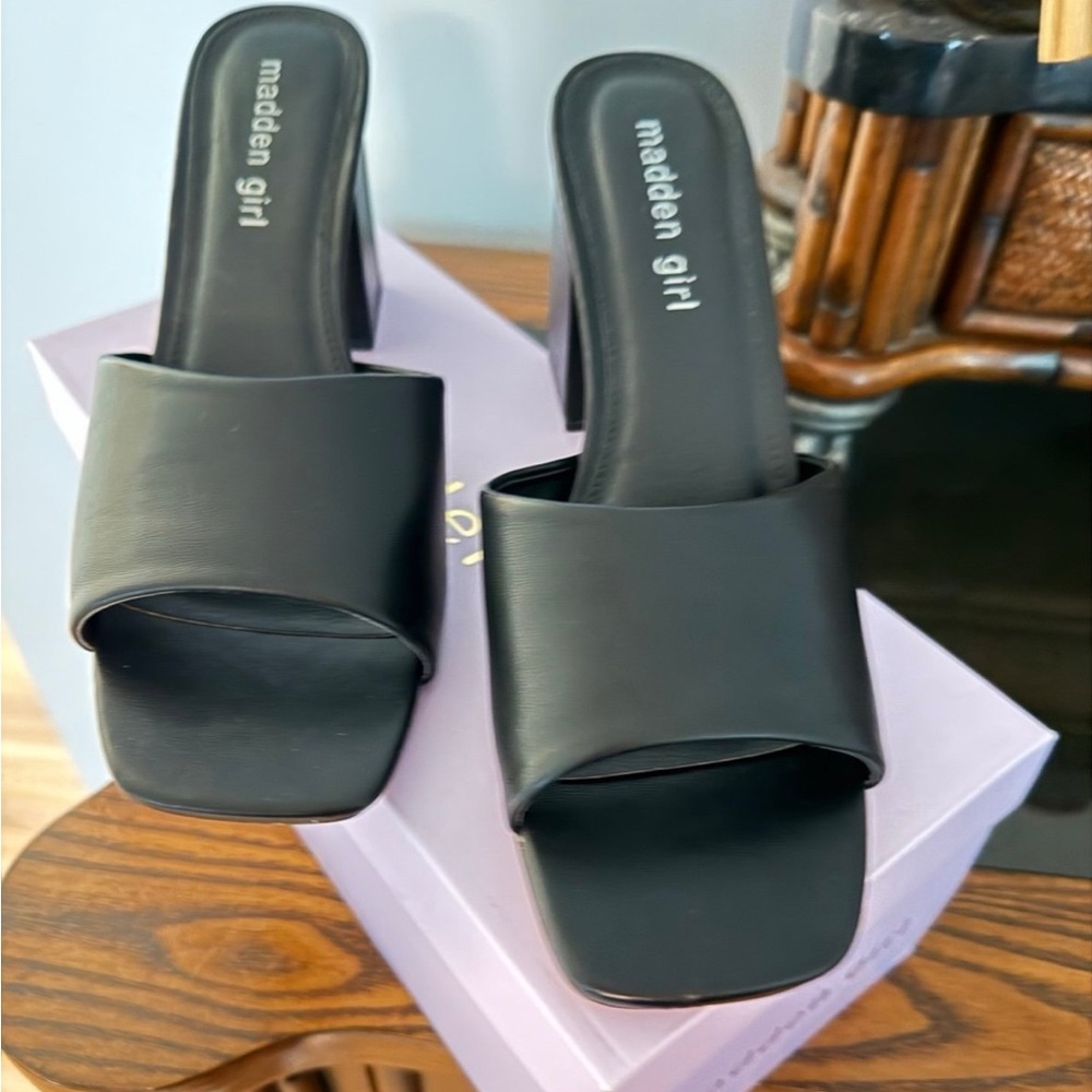 Madden Girl Black Mules